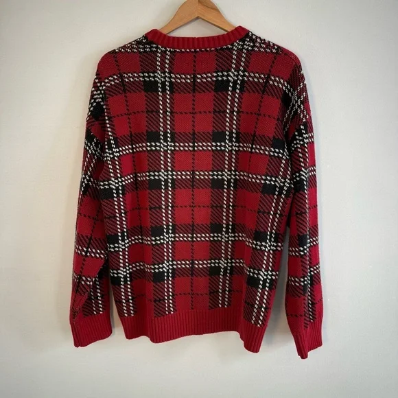 Urban Outfitters Oversized Red Tartan Dog Crewneck Sweater, Size S - Picture 5 of 7